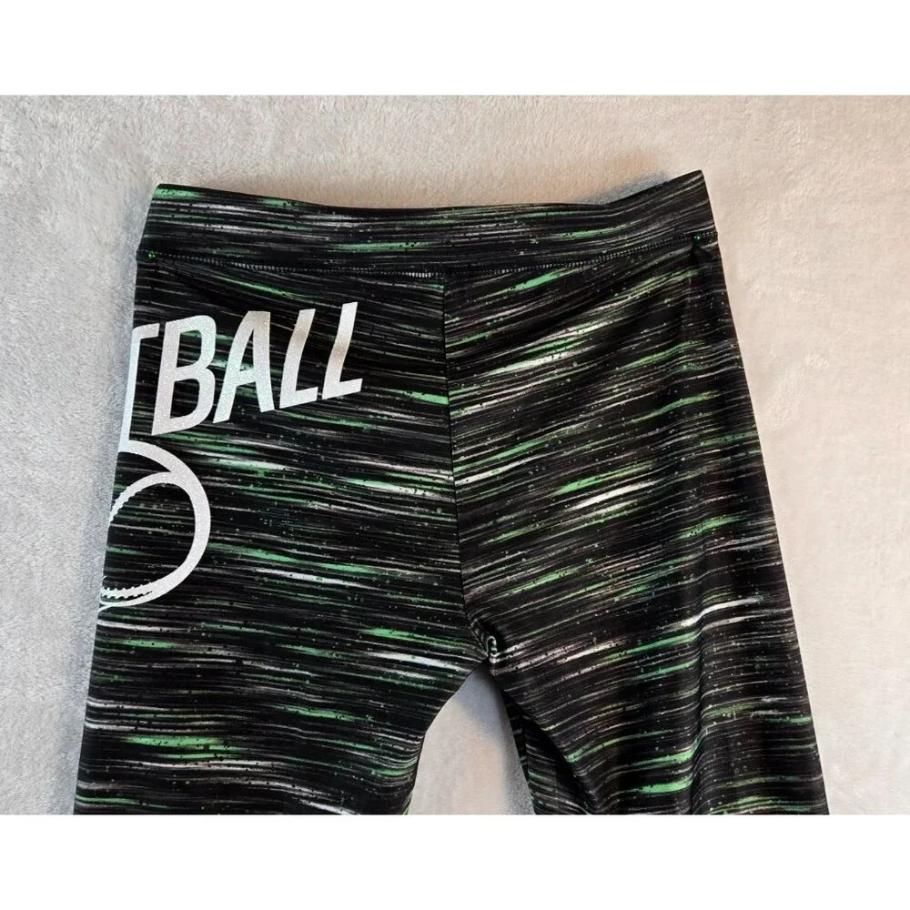 Justice Girls Softball Leggings sz14 Black Multi Color Full Lenght Stretch Sport